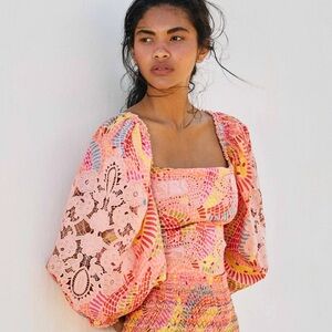 Farm Rio Dotted Banana Lace
Paisley Detail Print Square Neckline Top